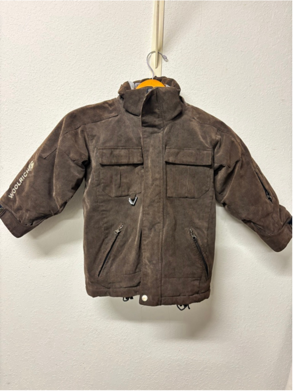 Boys Woolrich Puffer Jacket S Brown EUC heavy winter snow coat 6-7yr